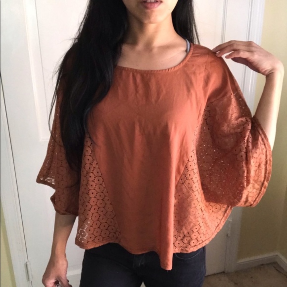 💎 Ms brand big girl autumn orange poncho blouse - Picture 6 of 8